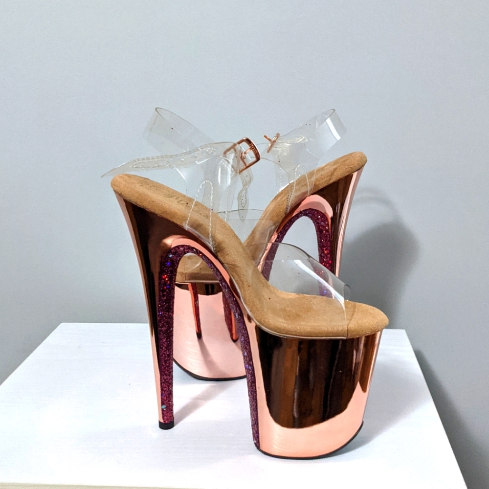 Nightshade Designs Bourdeaux and Rose Chrome 8" heel Size 8 Pleaser Poleboutins